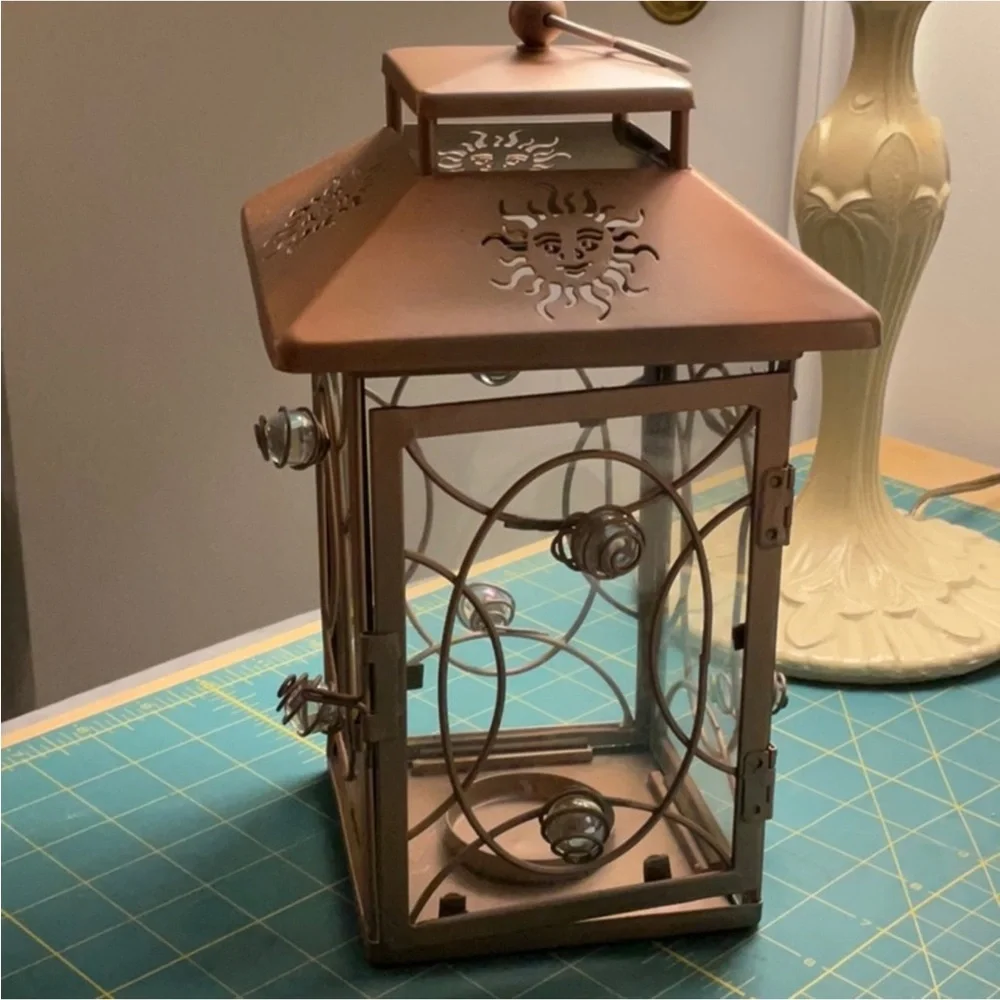 Partylite Bronze Lantern with Cutout Design - NIB